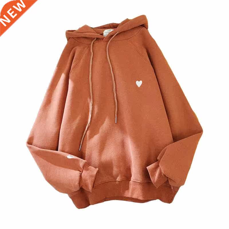 Winter Rust Red Women Hoo Sweatshirt Embroidery Love Heart