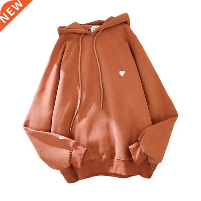 Winter Rust Red Women Hoo Sweatshirt Embroidery Love Heart