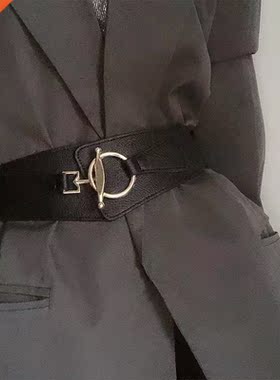 Women Fashion Elasticity Waist Strap Punk Retro Buckle Black