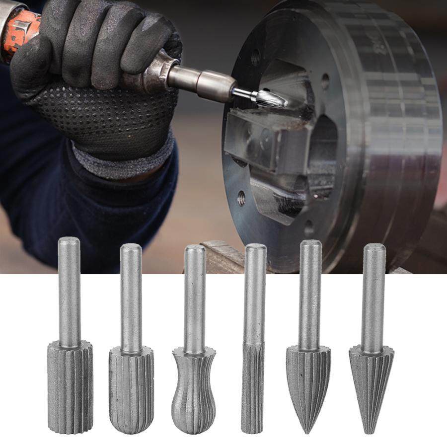 6Pcs 6mm Shank Tungsten Carbide Burr Wood File Metal Engrav