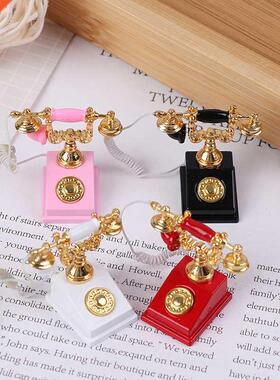 1:12 Miniature Phone Model Alloy Vintage Retro Rotary Teleph