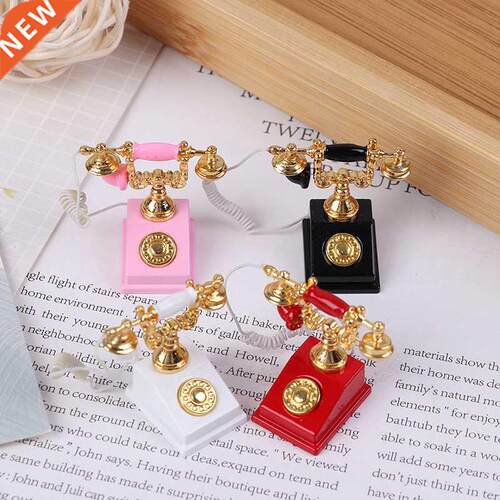 1:12 Miniature Phone Model Alloy Vintage Retro Rotary Teleph
