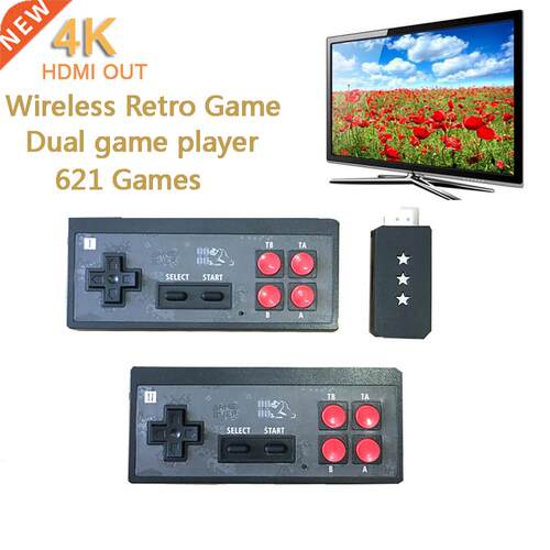 USB Wireless Handheld TV Video Game Console Build In 621 Cla