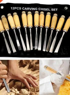 12Pcs Professonal Carvng Hand Chsel Tool Set Carpenters