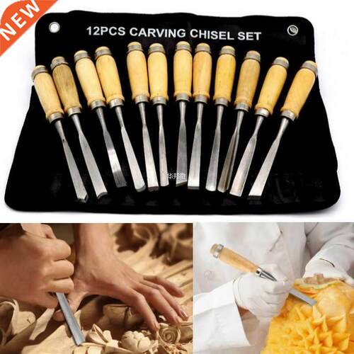12Pcs Professonal Carvng Hand Chsel Tool Set Carpenters