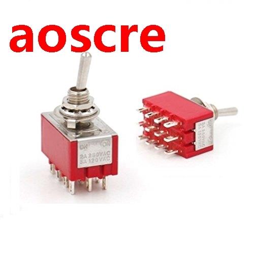 1pcs 6A/125VAC 2A/250VAC 12 Pin 4PDT ON/ON ON-OFF-ON 2 / 3