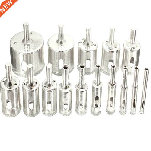 15pcs 6mm-50mm Coated Bit Set Tile Marble Glass Ceramic Hole
