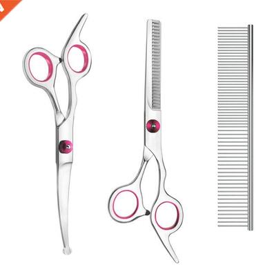 3 Pack Dog Grooming Scissors Kit with Safety Round Tip Thinn