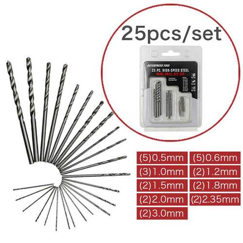 10/25pcs Mini High Speed White Steel Twist Drill HSS Bit Set