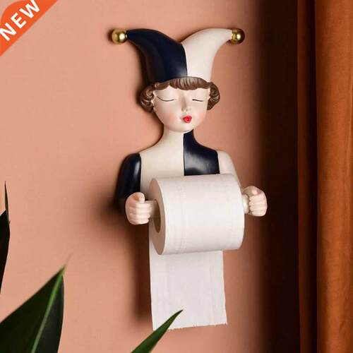 Nordic Cartoon Elf Girl Paper Towel Holder Free Punch Resin