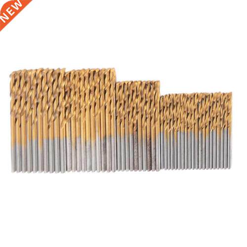 50Pcs Twist Drill Bits Titanium Coated HSS Drill Bit Set 1/1