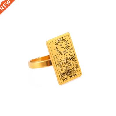 Skyrim Vintage Tarot Cards Rings for Women Men Stainless Ste