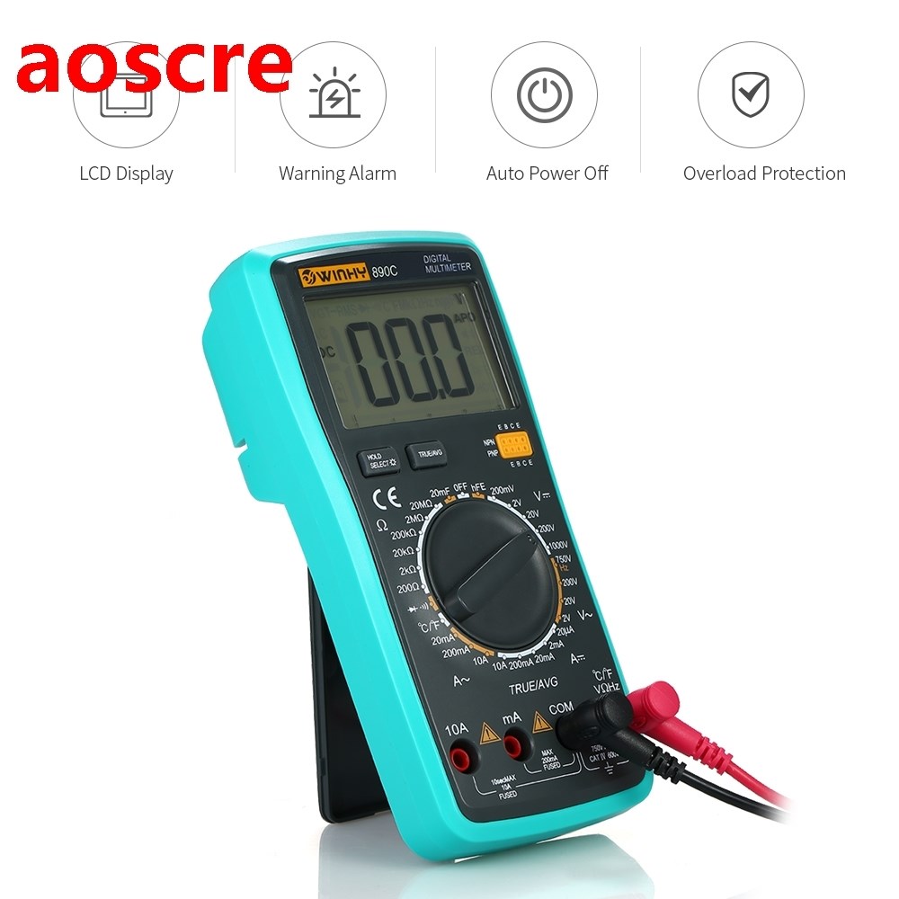 LCD Digital True RMS Multimeter with Temperature Detector DC