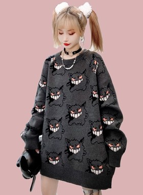 Anime Sweater Women Harajuku Pattern Pullover Loose Korean S