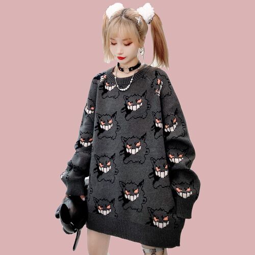 Anime Sweater Women Harajuku Pattern Pullover Loose Korean S