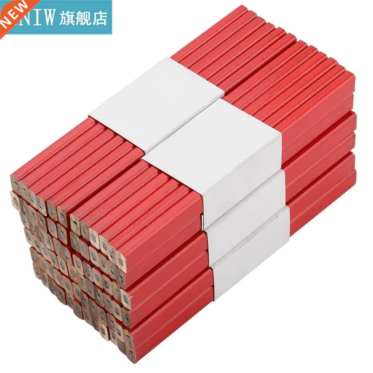 72Pcs 175mm Octagonal Red Hard Black Lead Carpenter Pencil W