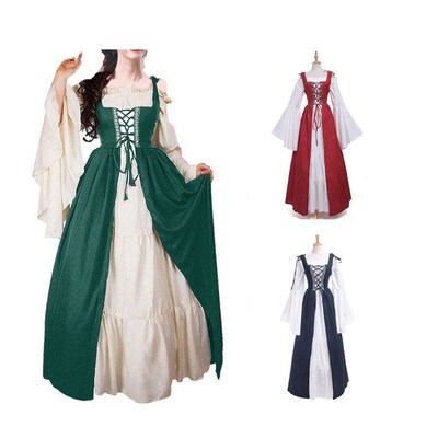 Womens Long Flare Sleeves Renaissance Medieval Irish Over Dr