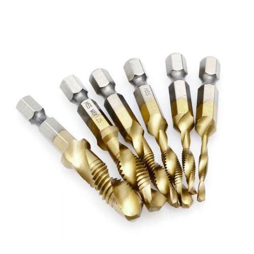 1 Set Hex Shank M-M10 Titanium Plated HSS Hand Screw Thread