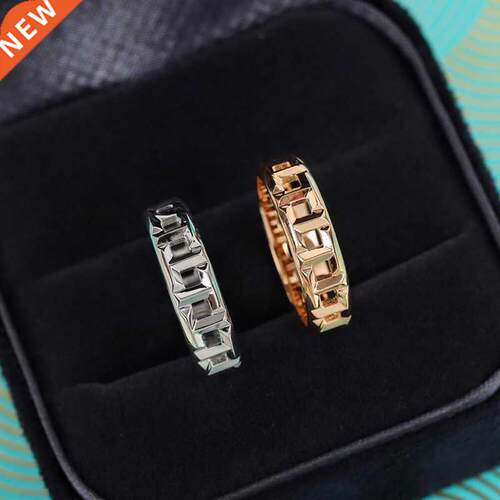 925 silver gold-plated square hollow ring European and Ameri