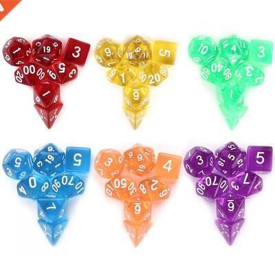 7pcs/Set Dichromatic Multi-sided Dices Digital Polyhedron Ac