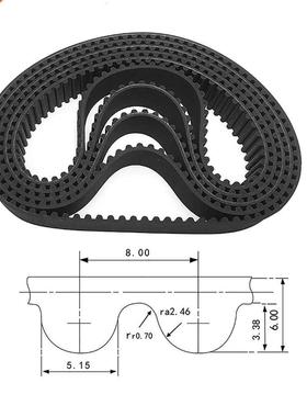 1Pcs HTD 8M-2400 To 8M-2760 Black Rubber Close Loop Timing B
