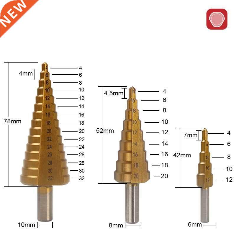 Step Drill Bit And Drill Bit-Milling Cutter 6Pcs/Set.Counte