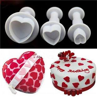 3pcs Various Love Heart Shape Silicone Cake Mold , Baking Si