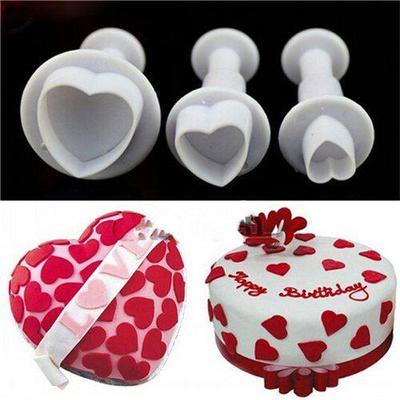 3pcs Various Love Heart Shape Silicone Cake Mold , Baking Si