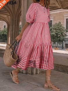 Dress 2022 Women VONDA Sve Summer Short Vintage Bohemian