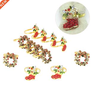 6pcs/lot Christmas Wreath/shoes Napkin Ring Bow Flower Wreat