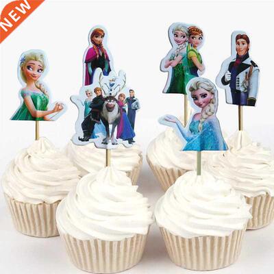 24pcs/48pcs Disney Frozen Princess Olaf Elsa cake topper for