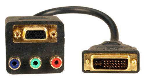 DVI-I Male to VGA Female & 3 RGB Adapter Splitter Cable