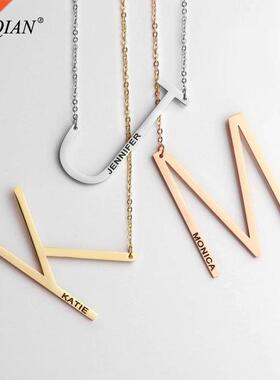 Personalized Name Initial A-Z 26 Letter Pendant Necklace for