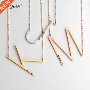 Personalized Name Initial A-Z 26 Letter Pendant Necklace for