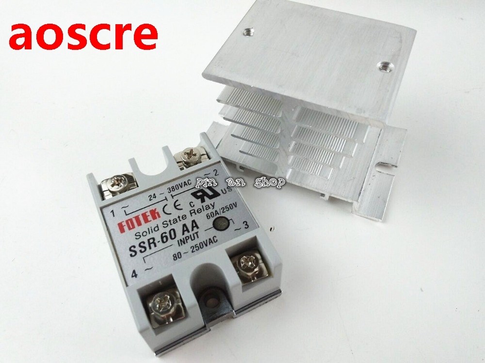 1pcs SSR-60AA 60A Solid State Relay Module 80-250V AC Input