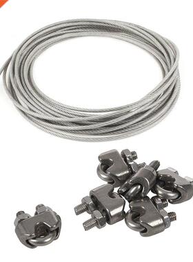 5mm Dia Steel PVC Coated, Flexible Wire Rope Cable with 6Pcs