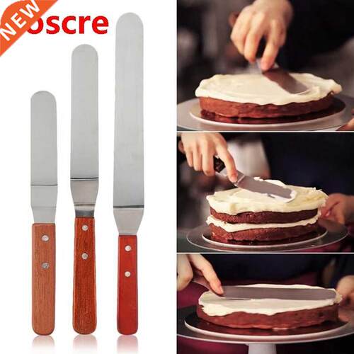 4/6/8/10 nch Stanless Steel Wooden Handle Spatula Cream Bu