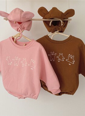 Hat 0-2 Year Old Baby Fleece Bear Romper 2022 Late Autumn Ba
