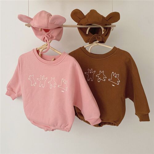 Hat 0-2 Year Old Baby Fleece Bear Romper 2022 Late Autumn Ba