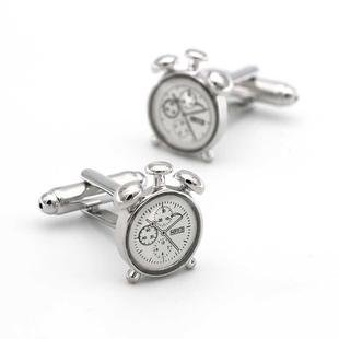 Men s Clock Cufflink Copper Material White Color