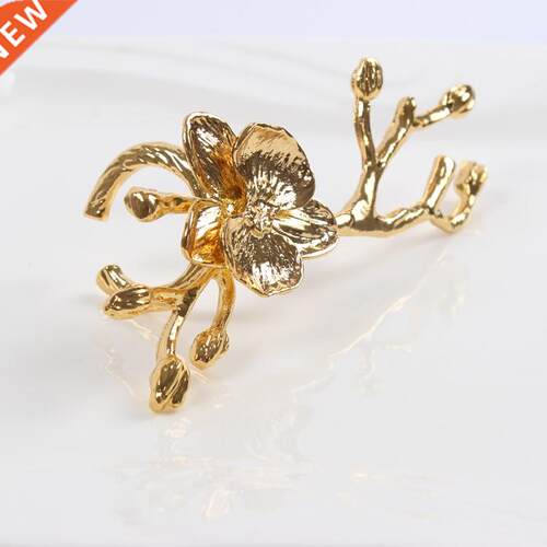 2pc Fashion Napkin Ring Golden Flower Napkin Holder Silver S