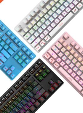 87 Keys Small Portable Mechanical Gaming Keyboard LED Backli