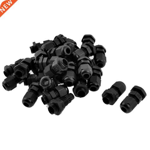 30 Pcs PG7 Connector Gland Black for 4-7mm Diameter Cable