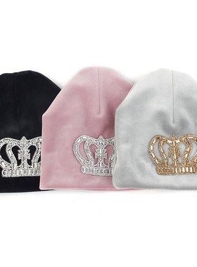 Newborn Winter Soft Velvet Baby Boys Girls Crown Hats Cap Wa