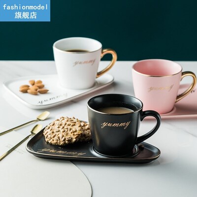 Gold Rim ceramic Coffee mug tumbler Tea Cup and Saucer Set p