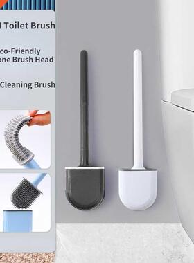 TPR Silicone Toilet Brush Flat Head Flexible Wall Mounted Bl