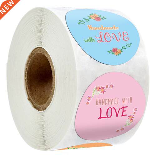 4 Designs Floral Handmade With Love Sticker Paper Seal Labe