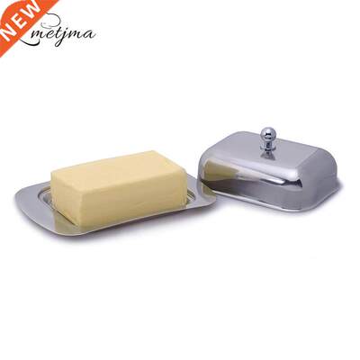 LMETJMA Stainless Steel Butter Dish Box with Lid Cheese Tray