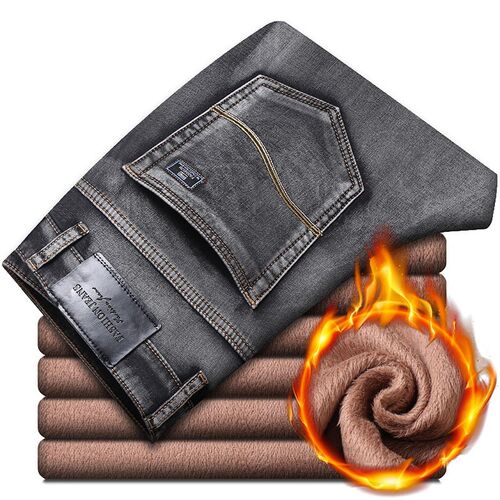 2021 New Jeans Brand Autumn Winter Jeans Warm Flocking Warm