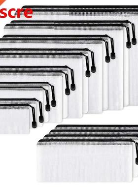 18Pcs Mesh Zpper Pouch Document Bag, 8 Assorted Sze, Water